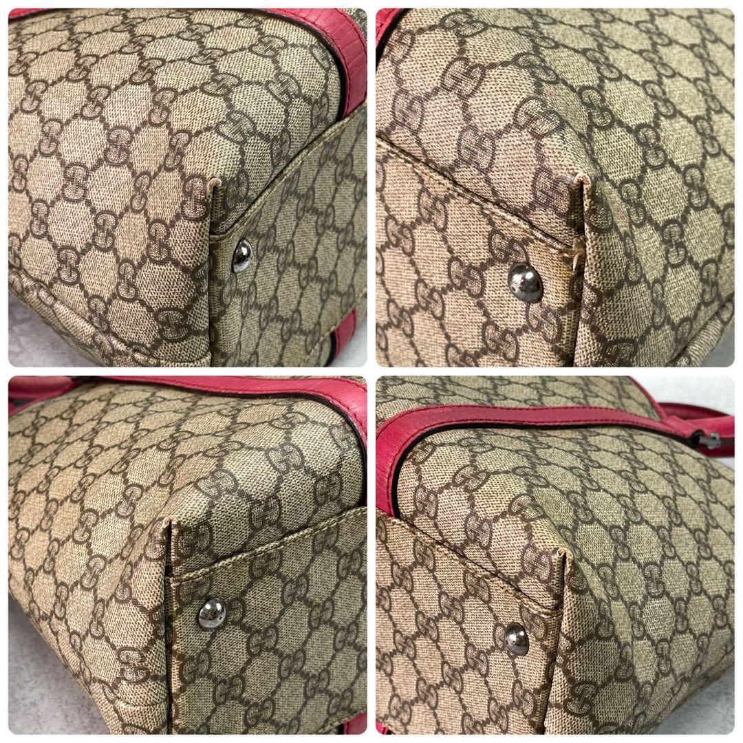 Gucci GG Tote Brown Pink Leather Logo — view 9