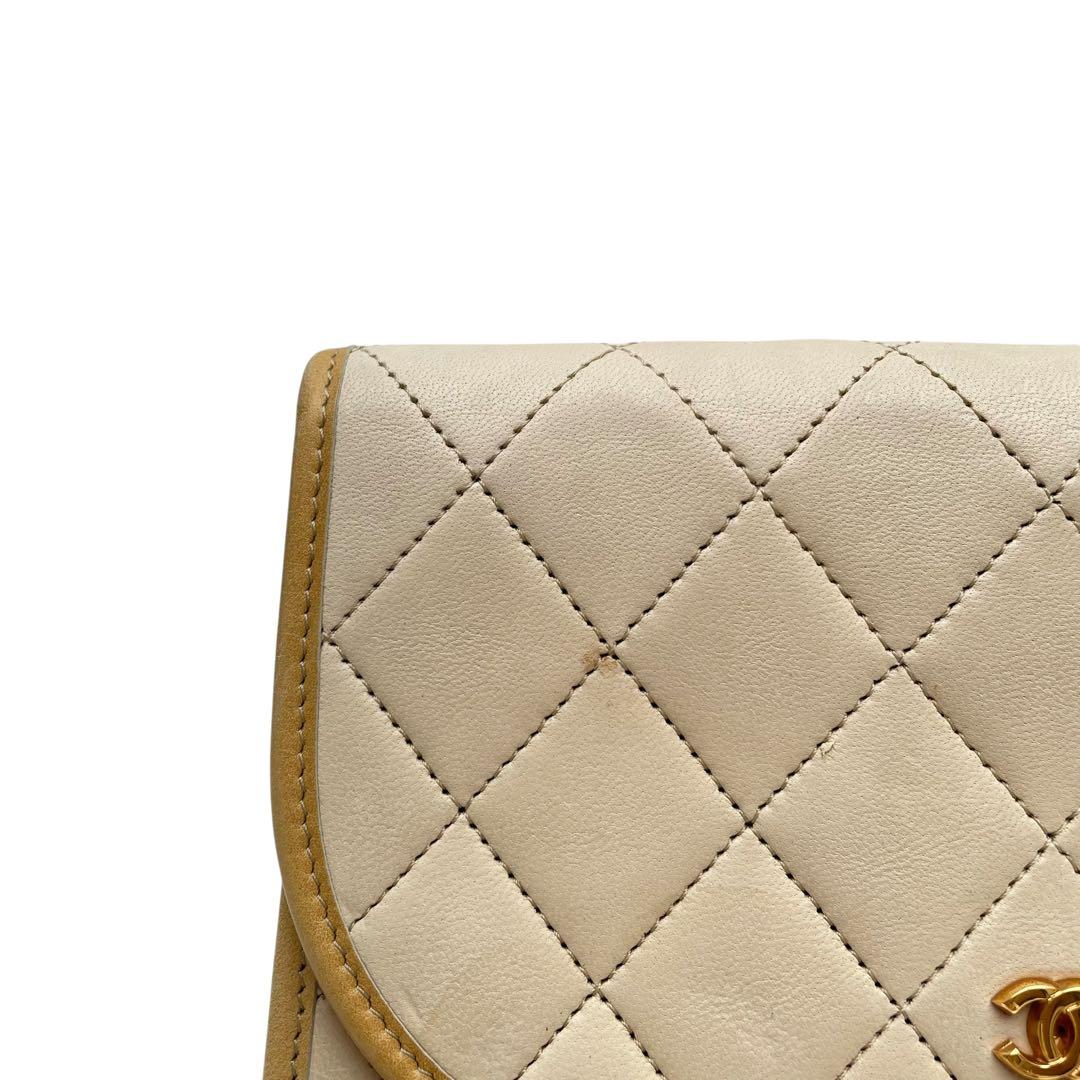 Chanel Mini Quilted Lambskin Chain Shoulder Bag Beige