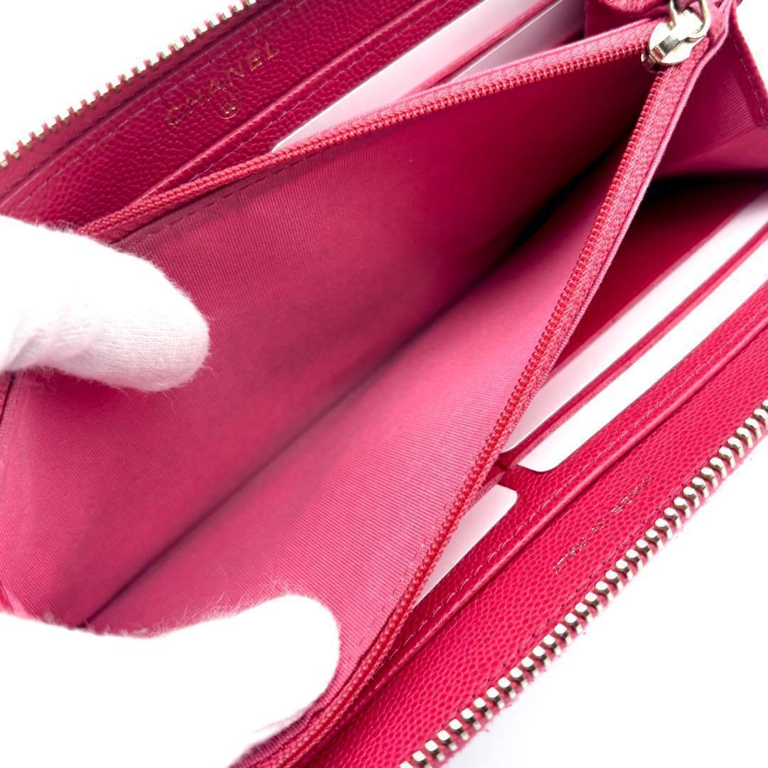 Chanel Wallet Camellia Embossed Caviar Zip — view 8