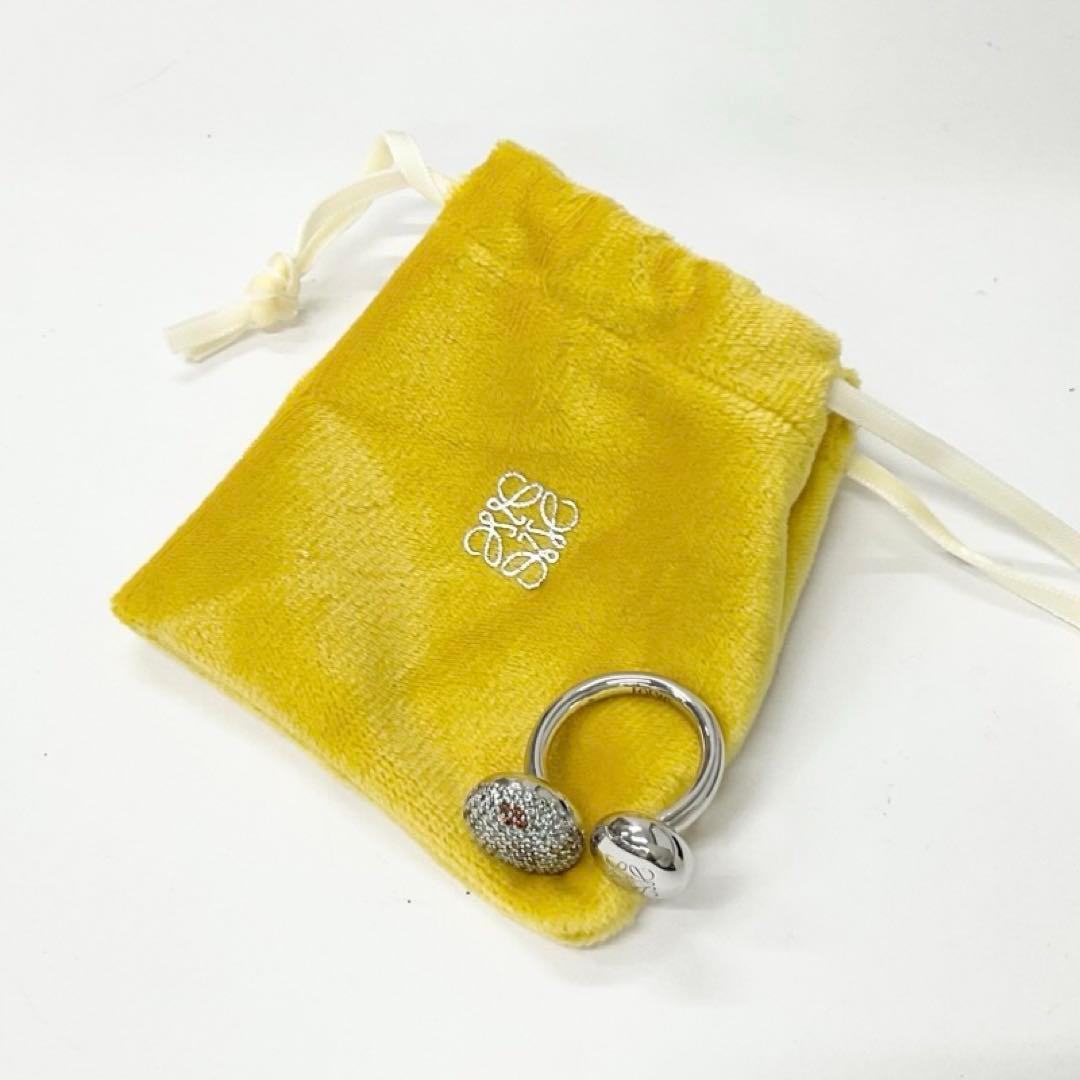 Loewe Anagram Ring Line Stone Silver