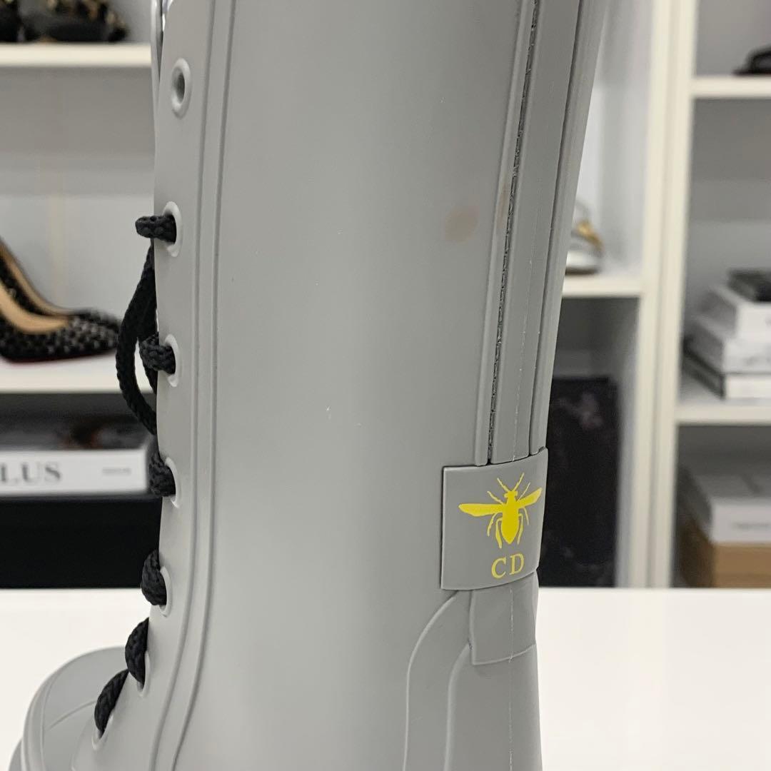 Dior Lava Oblique Crease Up Rain Boots Gray — view 9