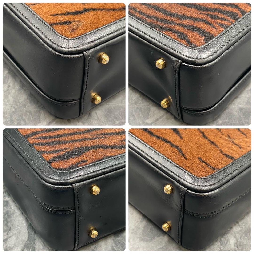 Gucci Handbag Calf Hair Brown Black Leather — view 9