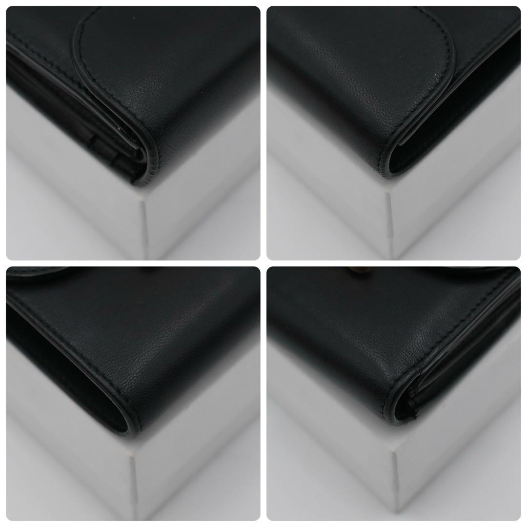 Celine Trio Trifold Wallet Calfskin Black Gold — view 9