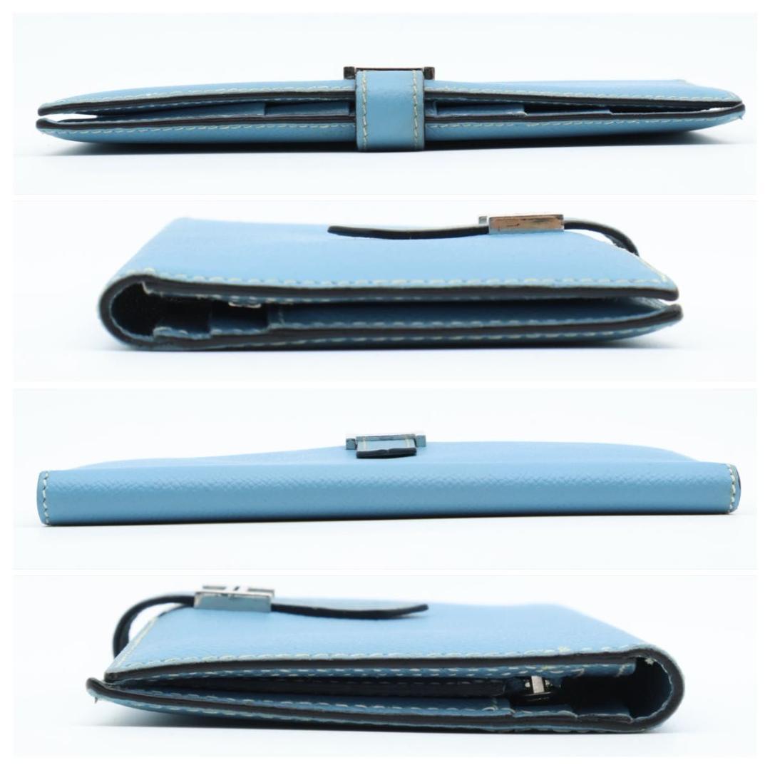 Hermes Bearn Classic Blue Gene Silver Wallet — view 9