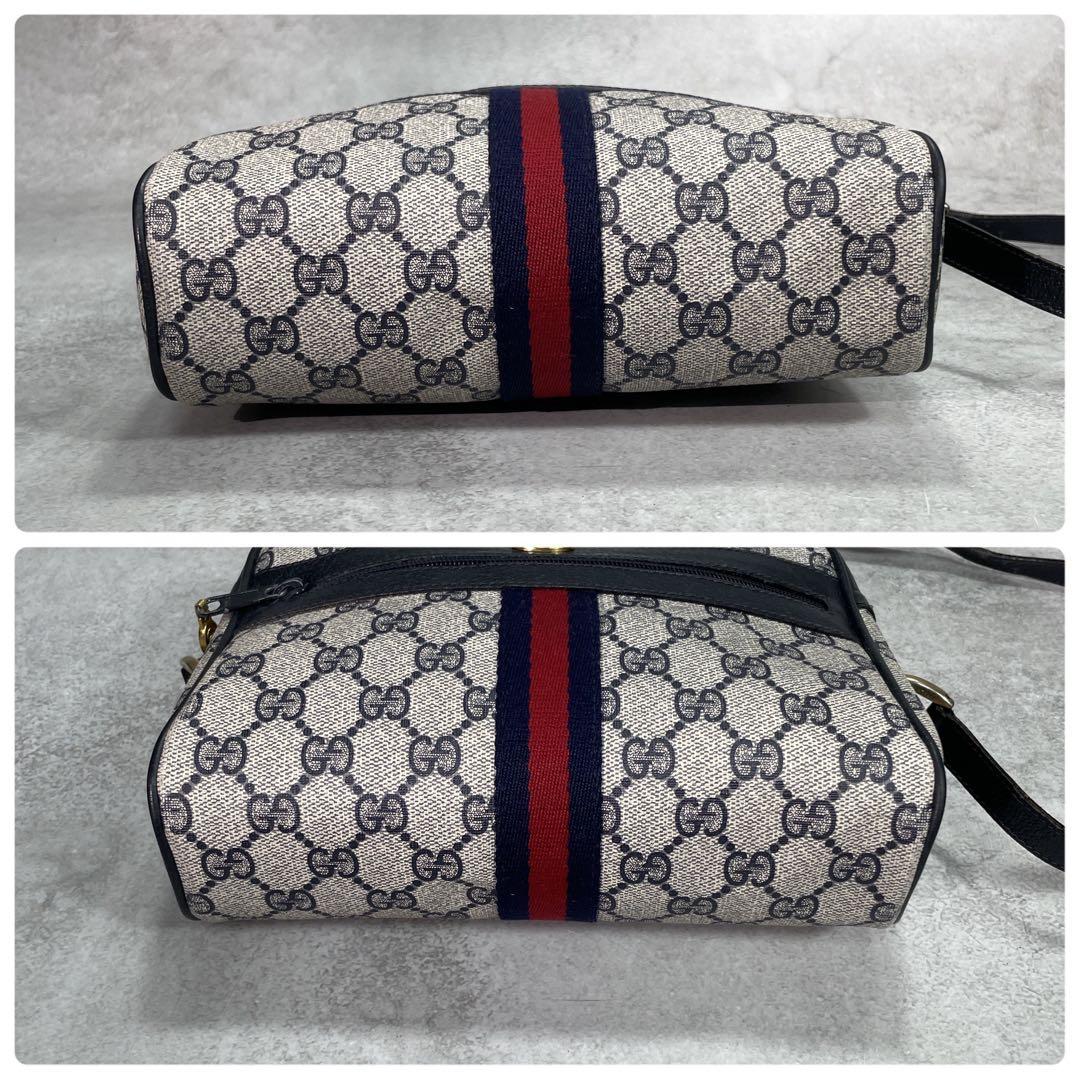 Gucci GG Sherry Line Shoulder Bag Navy Logo Leather — view 8