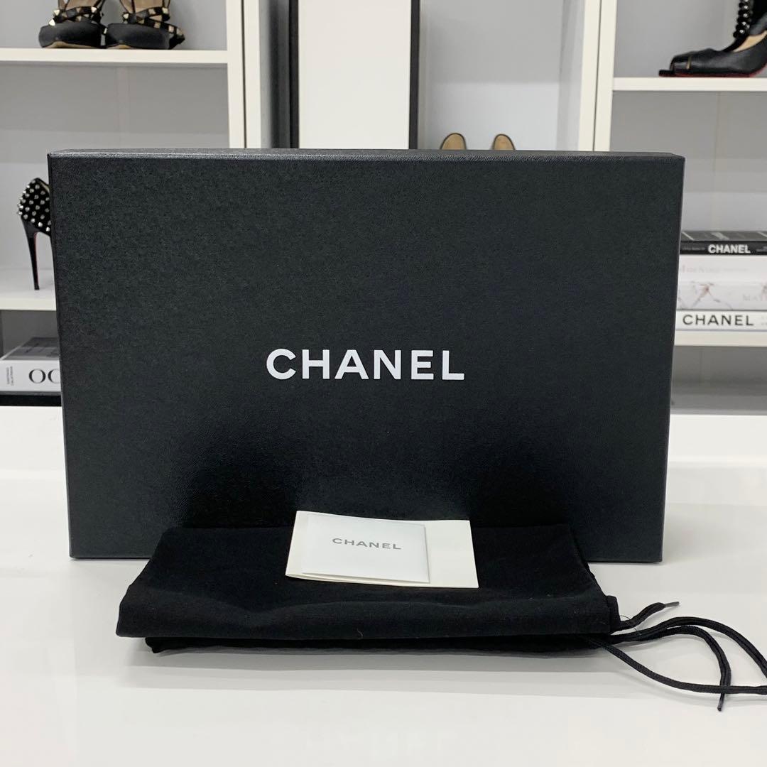 Chanel Cocomark Leather Chain Strap Thong Sandals Red