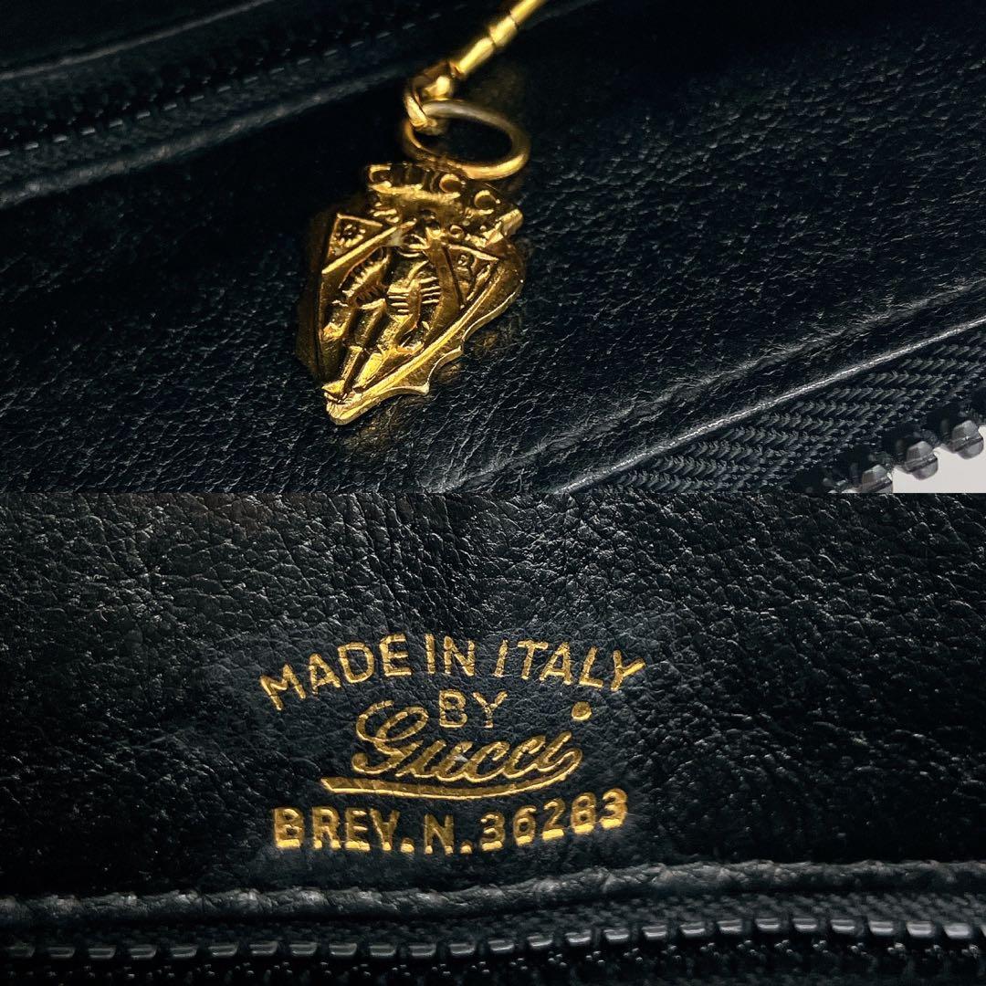 Gucci Shoulder Bag Gold Hardware Leather Black