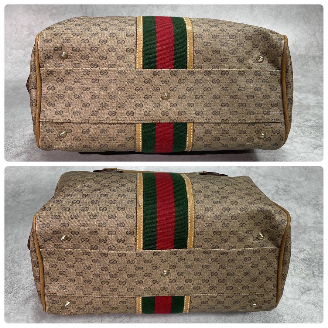 Gucci GG Sherry Line Boston Bag Brown Leather Logo — view 8