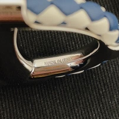 Hermes Scarf Ring 90 Chaine D'ancre Blue Silver — view 5
