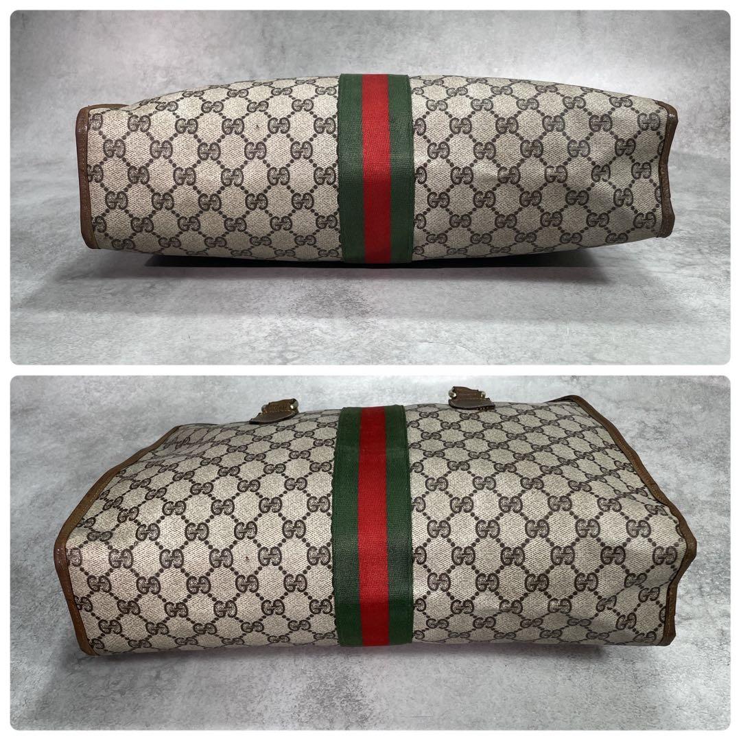 Gucci GG Sherry Line Tote Bag Brown Leather Logo — view 8