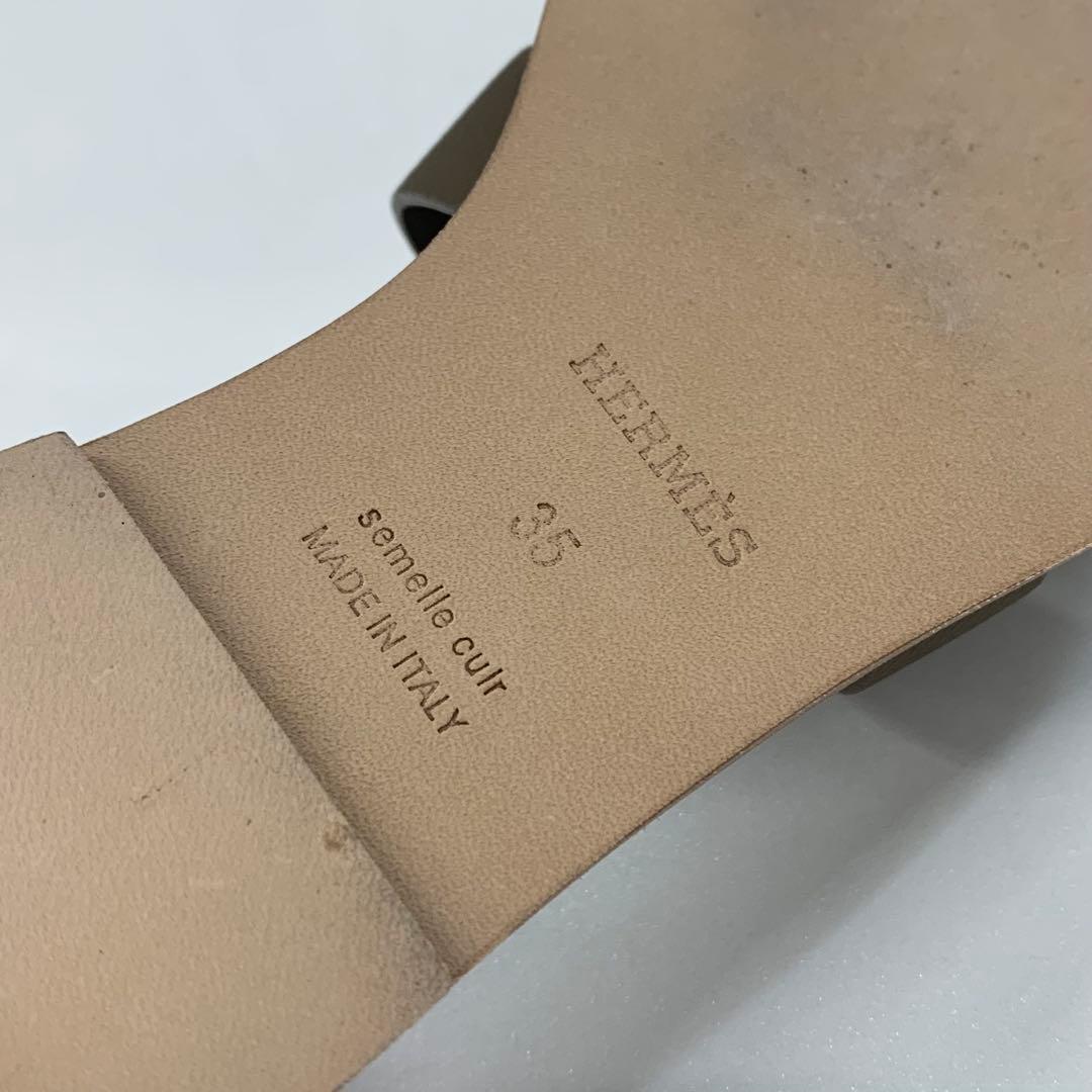 Hermes Santorini Leather Strap Flat Sandals Etoupe — view 8