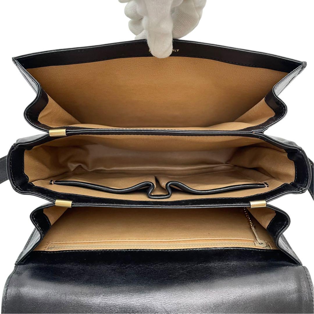 Celine Leather Carriage Logo Gold Shoulder Bag Dark Brown — view 8