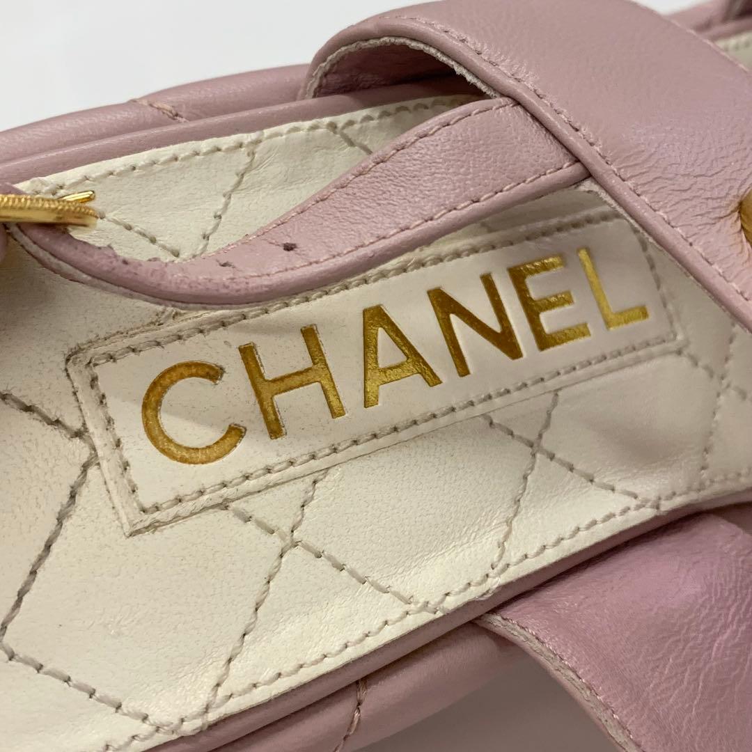 Chanel CC Logo Quilted Leather Wedge Sole Sandals — view 8