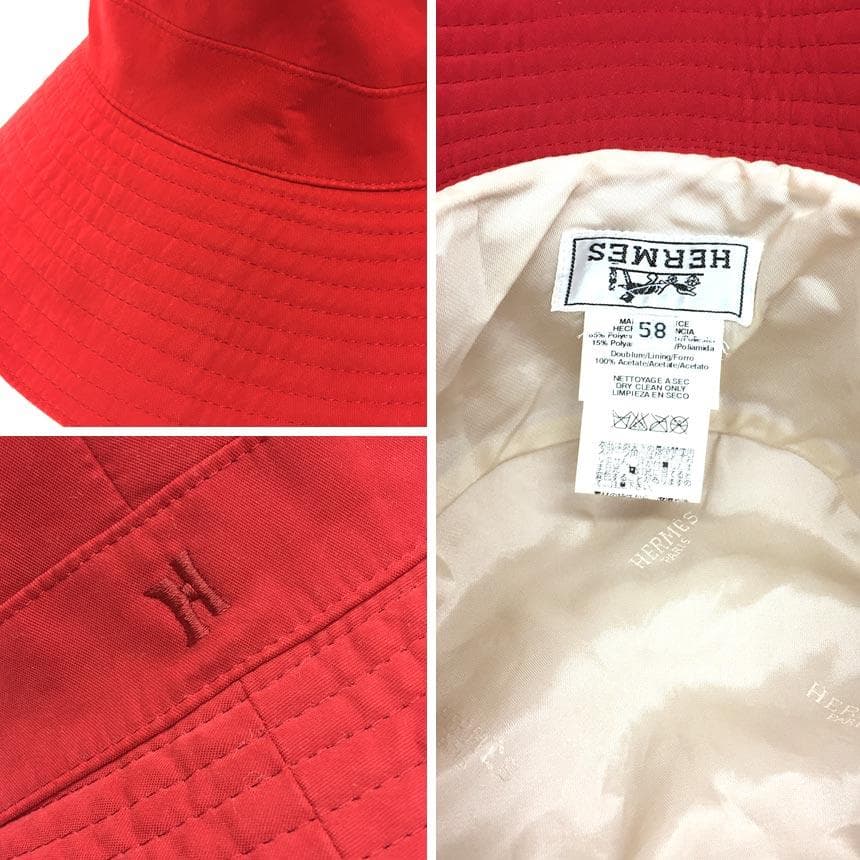 Hermes Hat Size 58 Red Red Aq10027