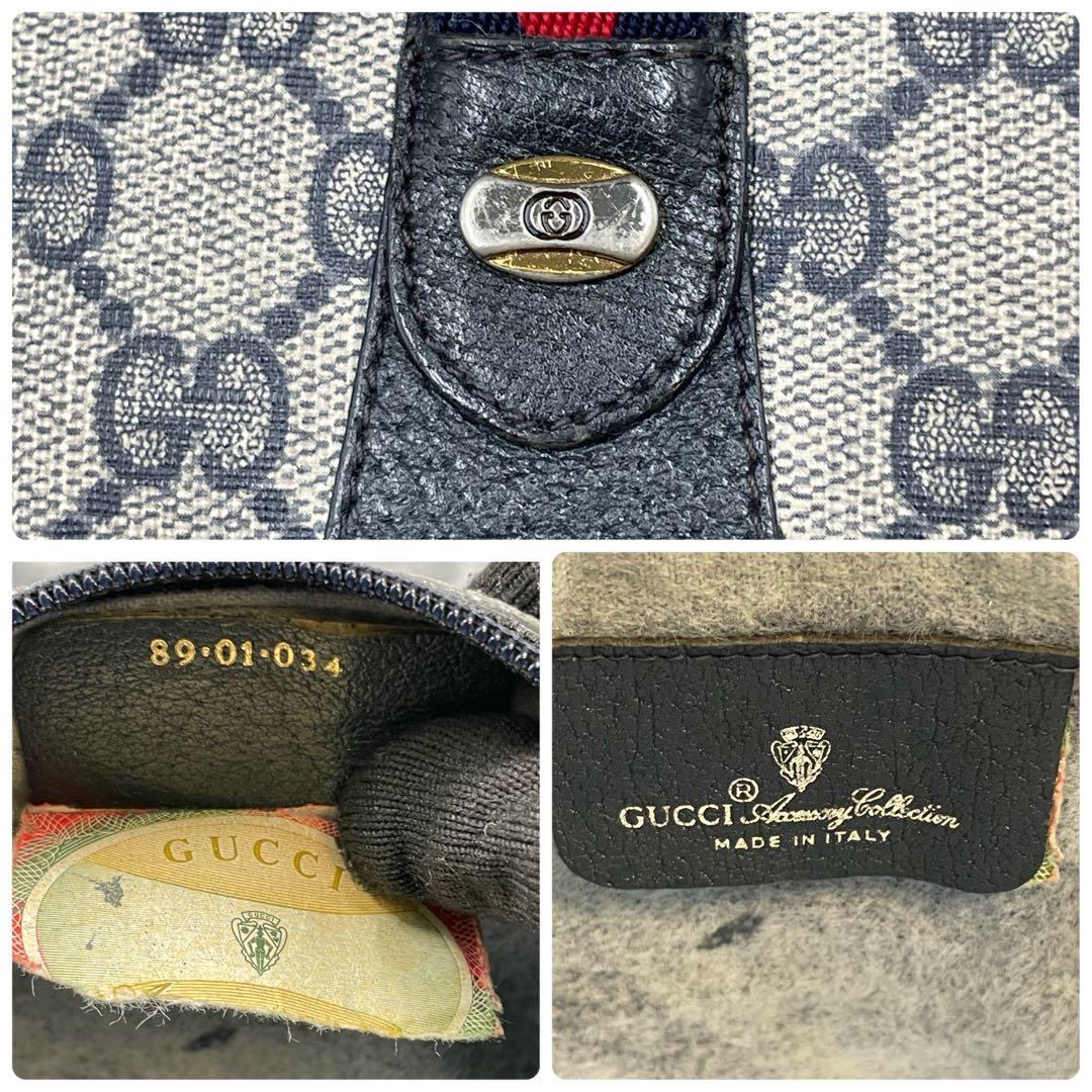 Gucci GG Sherry Line Clutch Navy Logo Leather — view 9