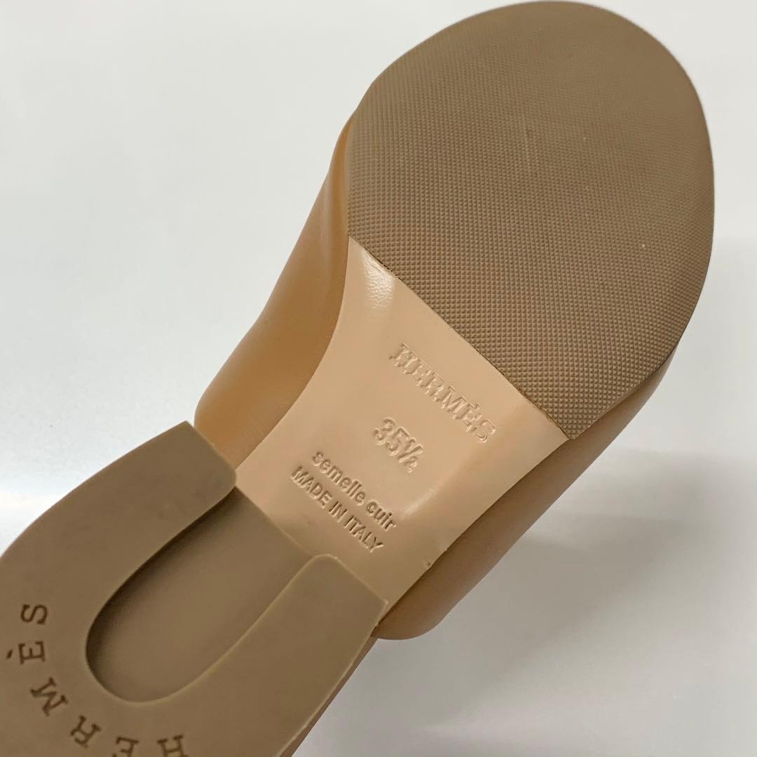 Hermes Camila Leather Roulis Buckle Sandals Brown — view 9