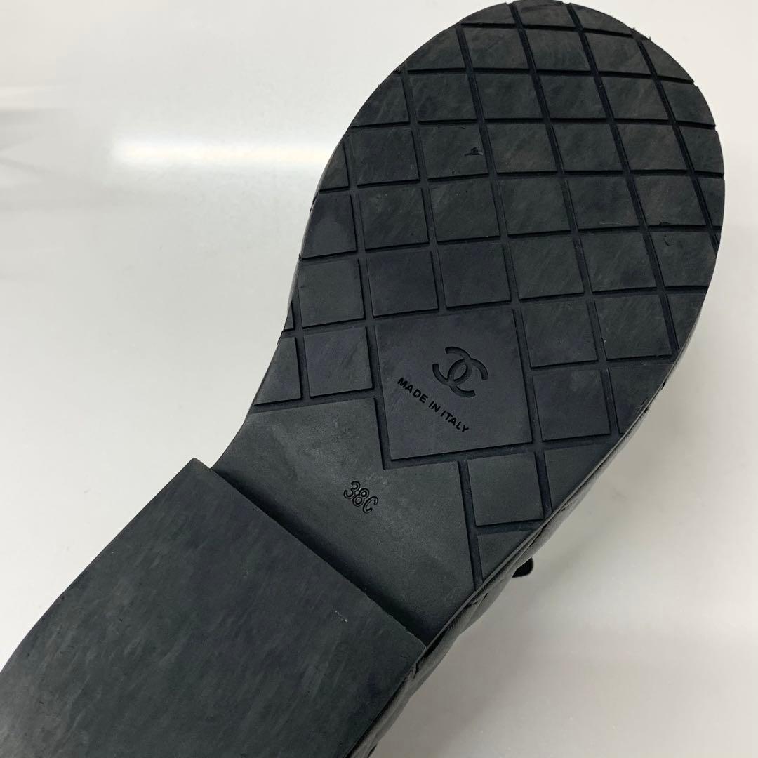Chanel Quilted CC Logo Leather Strap Platform Sandals Black — view 9