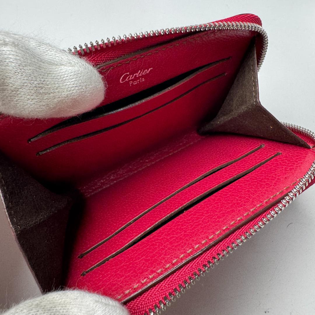 Cartier Card Case Coin Fuchsia Pink Leather — view 8