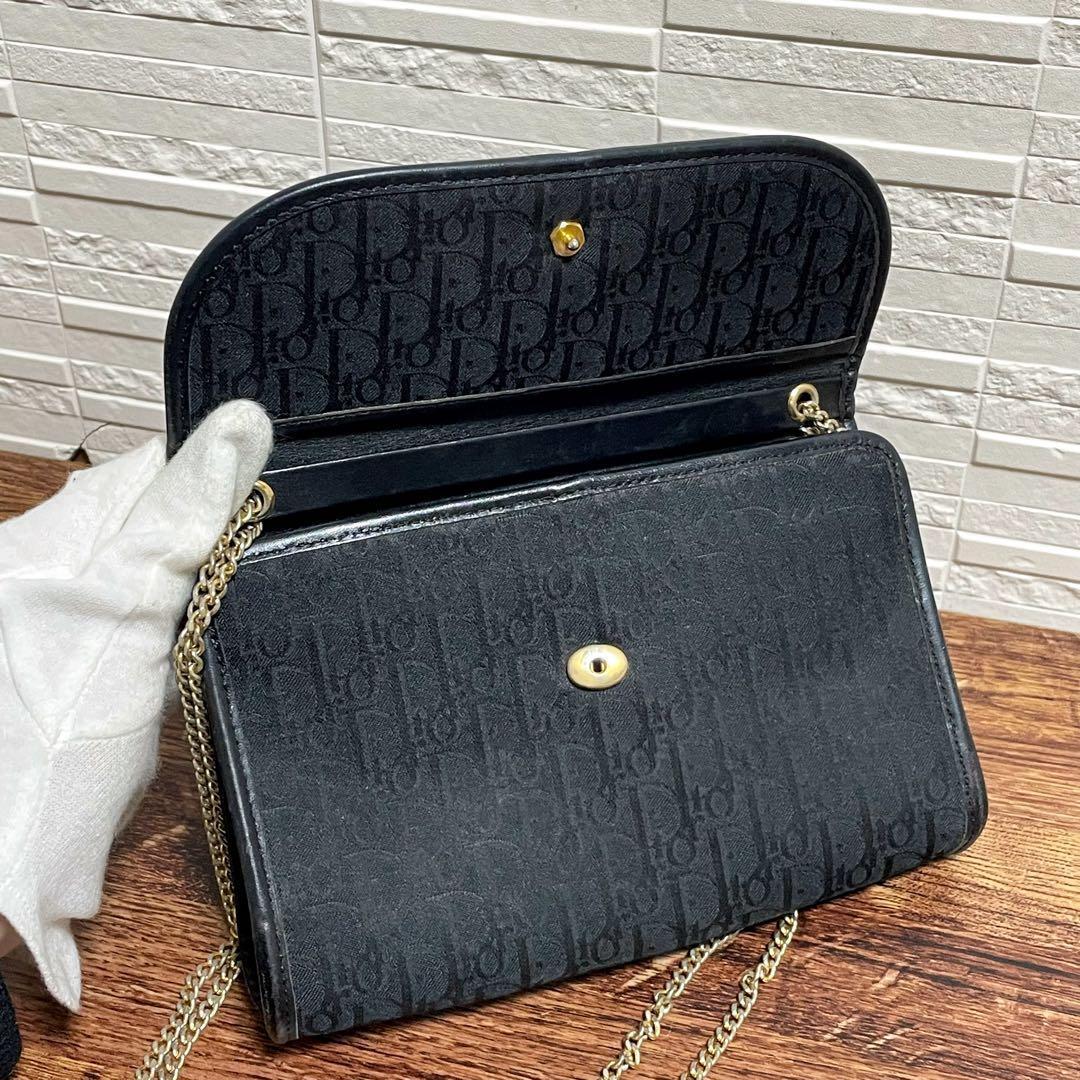 Dior Trotter Canvas Leather Chain Shoulder Bag Logo — view 8