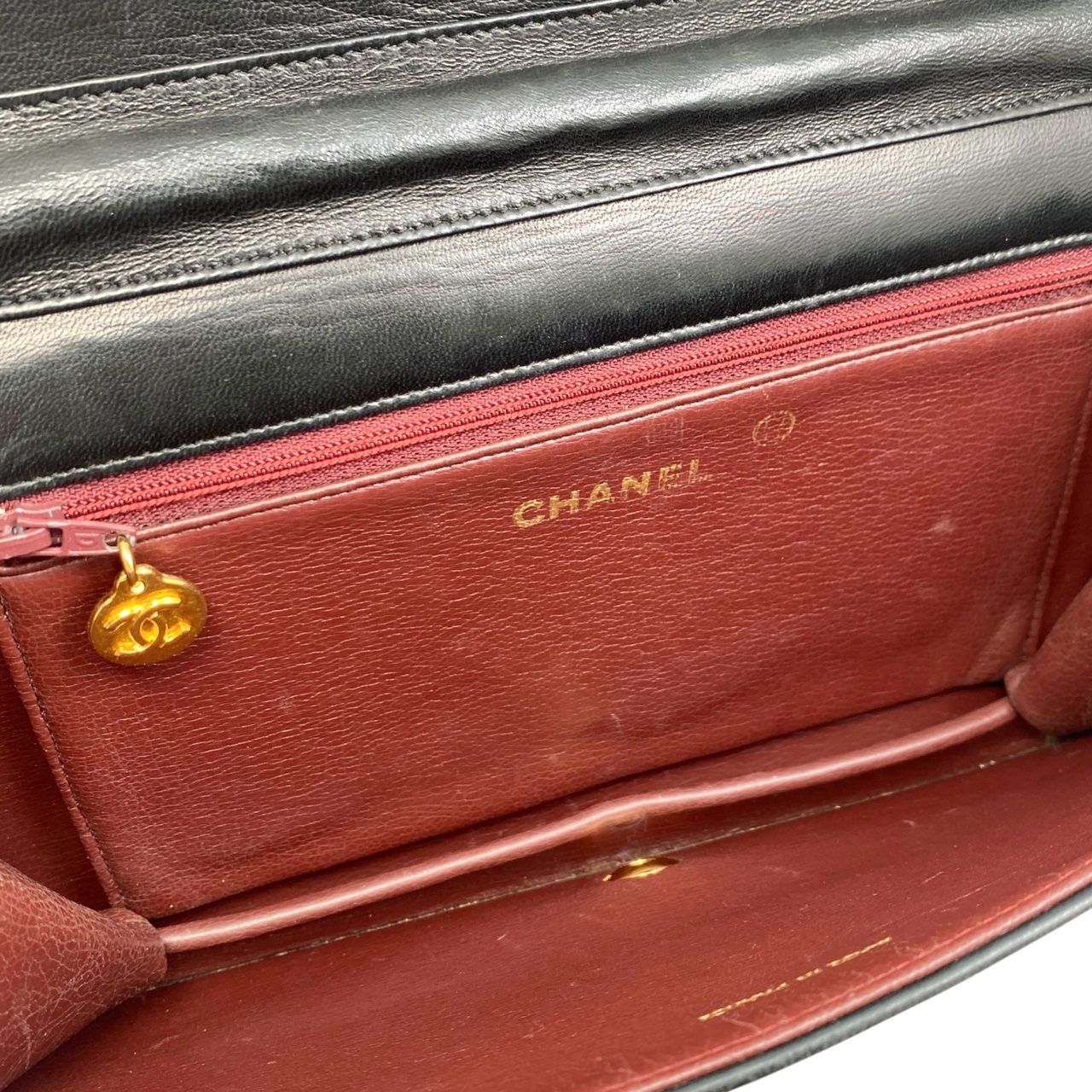 Chanel Shoulder Bag Matelasse Lambskin Coco Mark Chain Vintage Black Gold