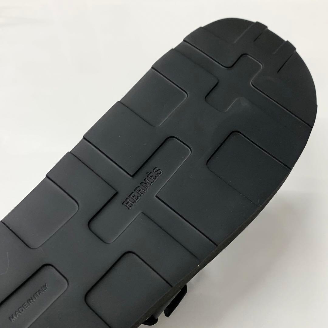 Hermes Enid Leather Diamant Buckle Velcro Strap Sandals — view 9
