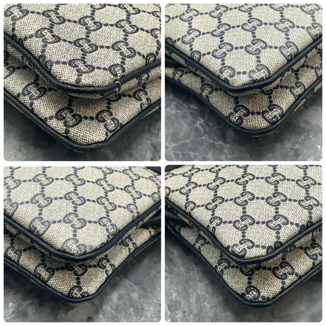 Gucci GG Shoulder Bag Navy Beige Leather Logo — view 9