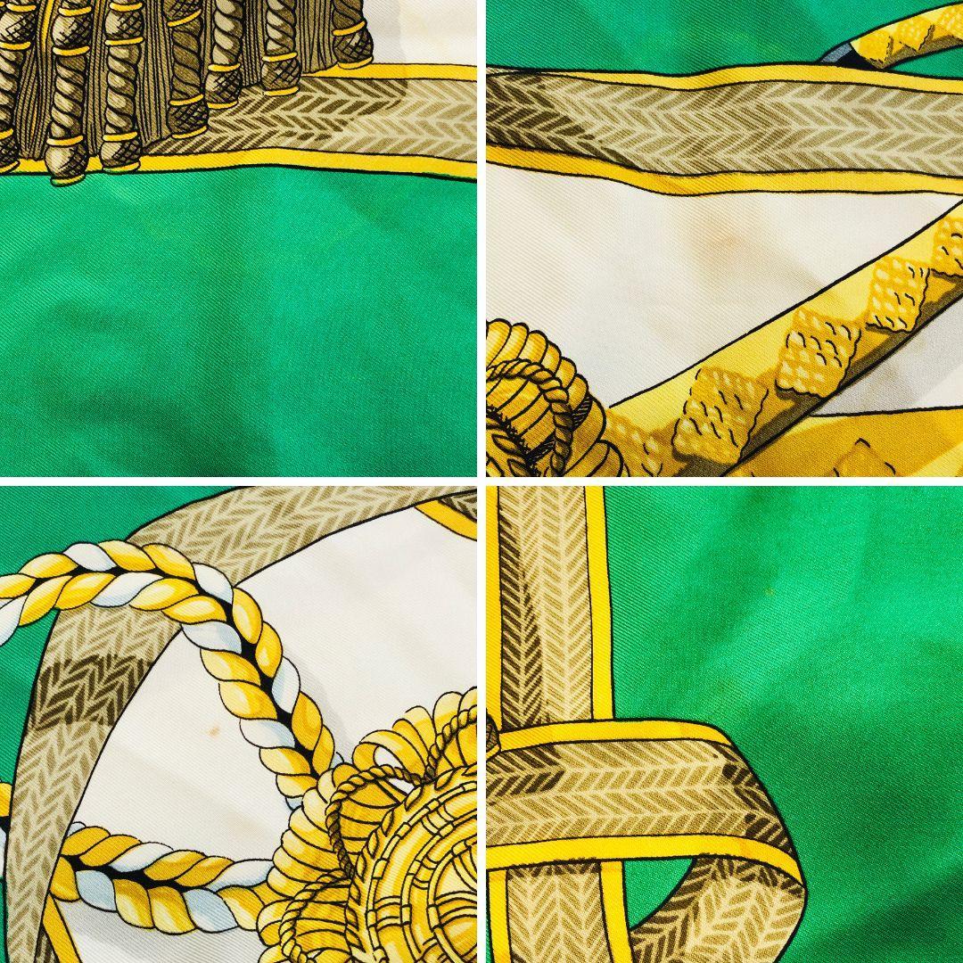 Hermes Carré 90 Head Tangle and Cocarde Green Scarf with Tags