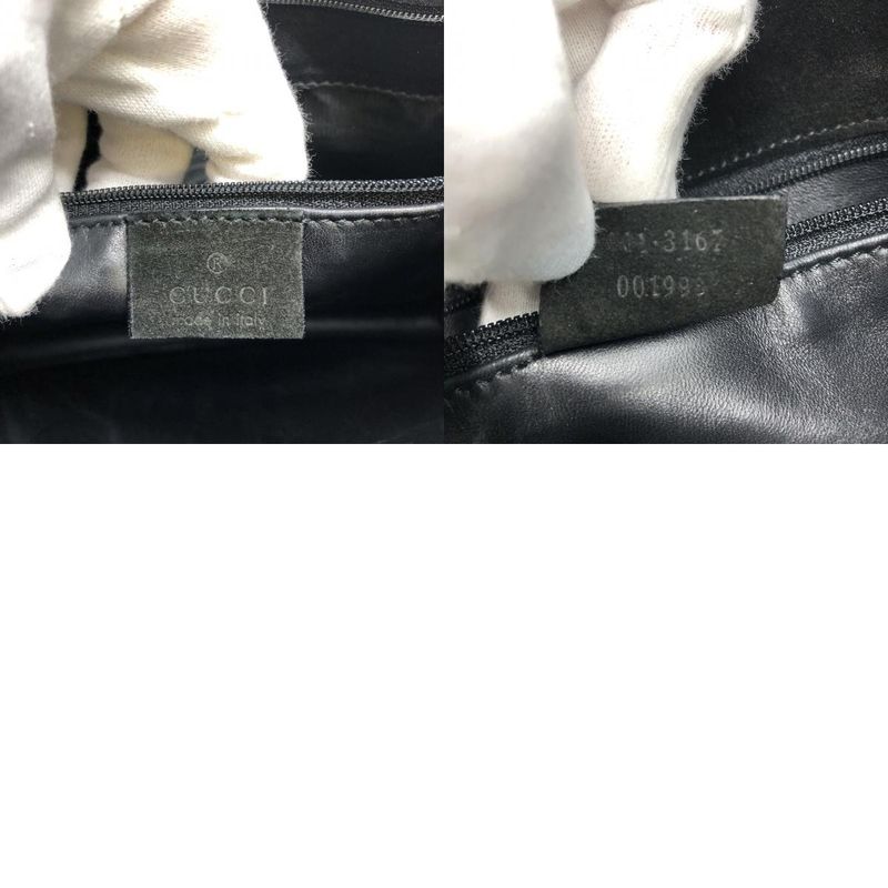 Gucci 001 3167 Shoulder Bag Handbag Suede Black Ladies Men Fashion Vintage