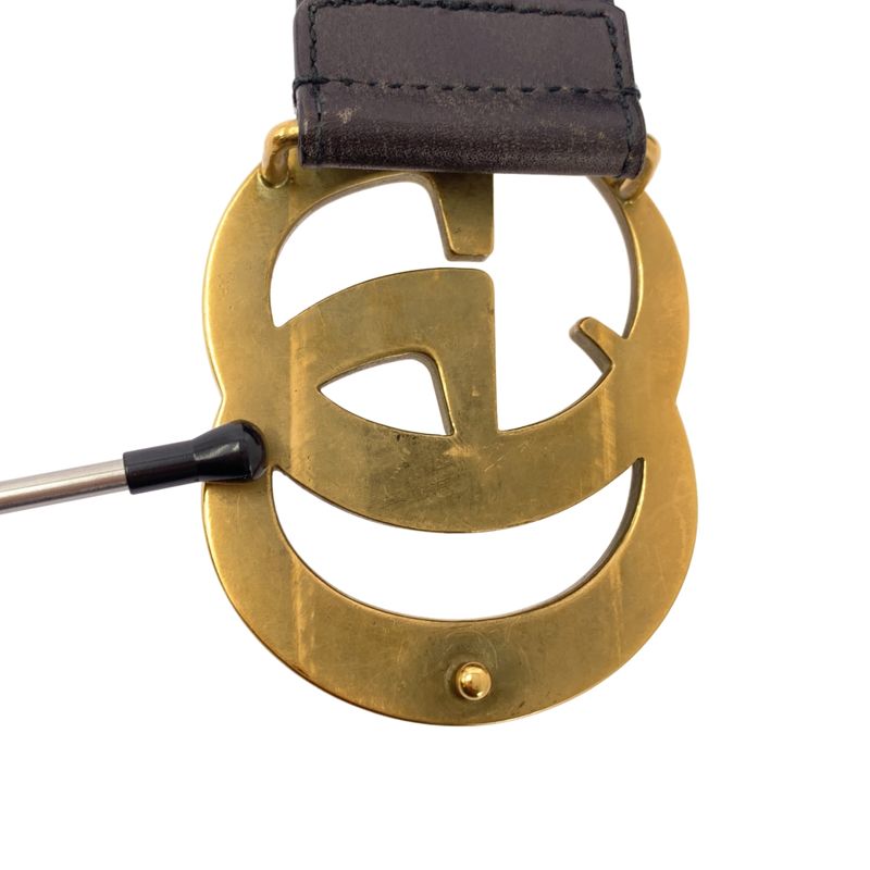 Gucci | GG Marmont Double G Buckle Belt | 80 32 | Gold Dark Brown | Men's