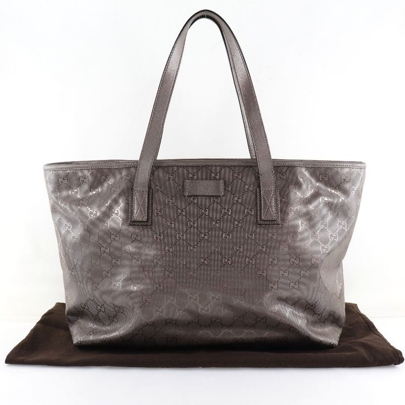 Gucci Tote GG Imprime 211137 PVC Coated Canvas Silver Ladies Tote Bag