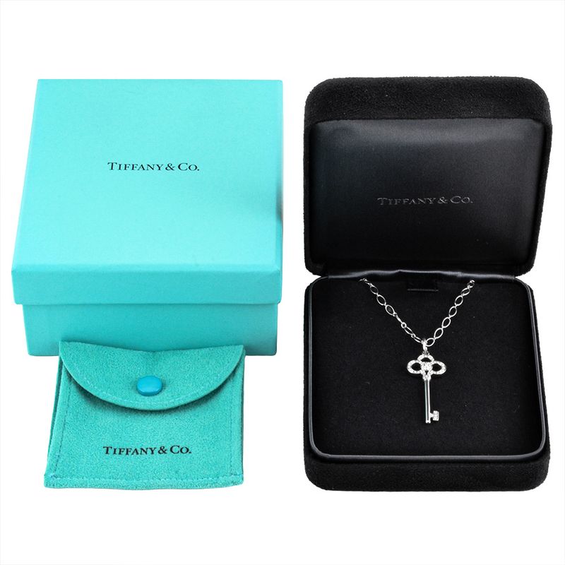 Tiffany & Co Tiffany & Co Crown Key Necklace Diamond 18K White Gold 64g White