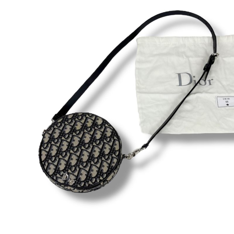 Christian DIOR Oblique Baby Ball Mini Shoulder Bag Trotter Pattern Circle Round