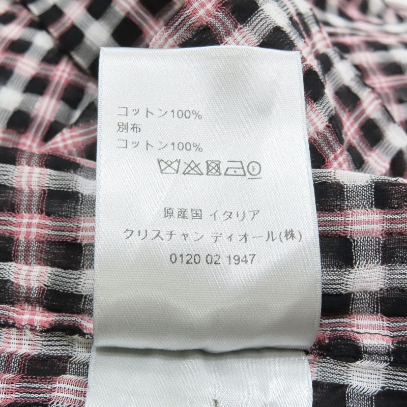 Unused 22ss DIOR Sheer Check Shirt Long Sleeve Cut And Sewn Blouse 40 Red Black