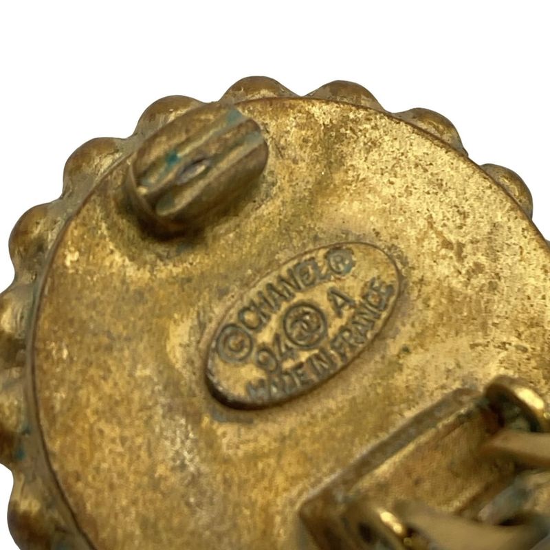 Chanel Earring Coco Mark Gold And Black Earrings (one Side)