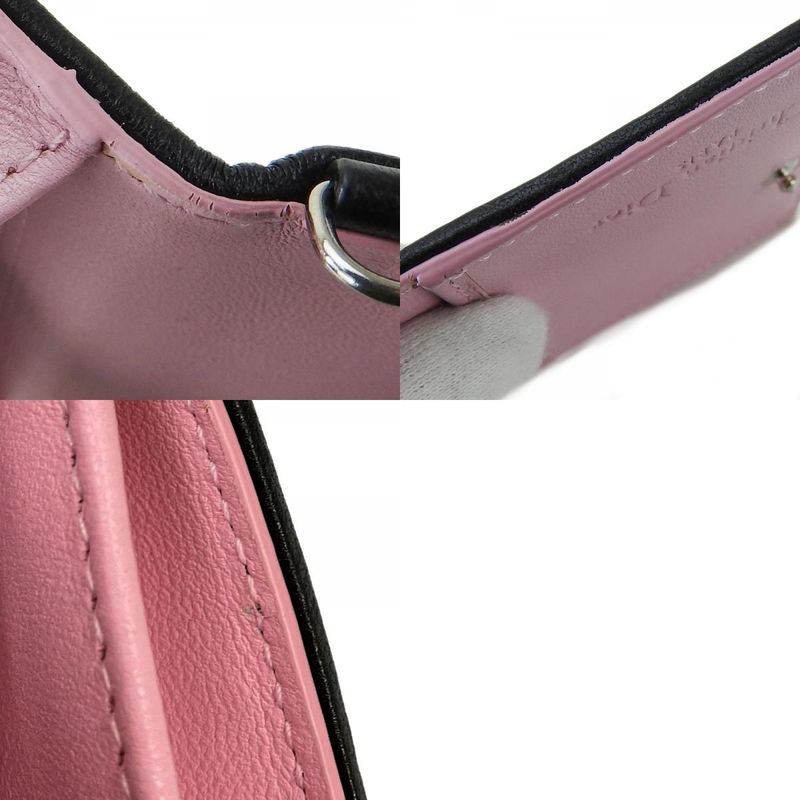 Christian Dior Card Case Cannage Leather Black Pink Business Card Holder Small