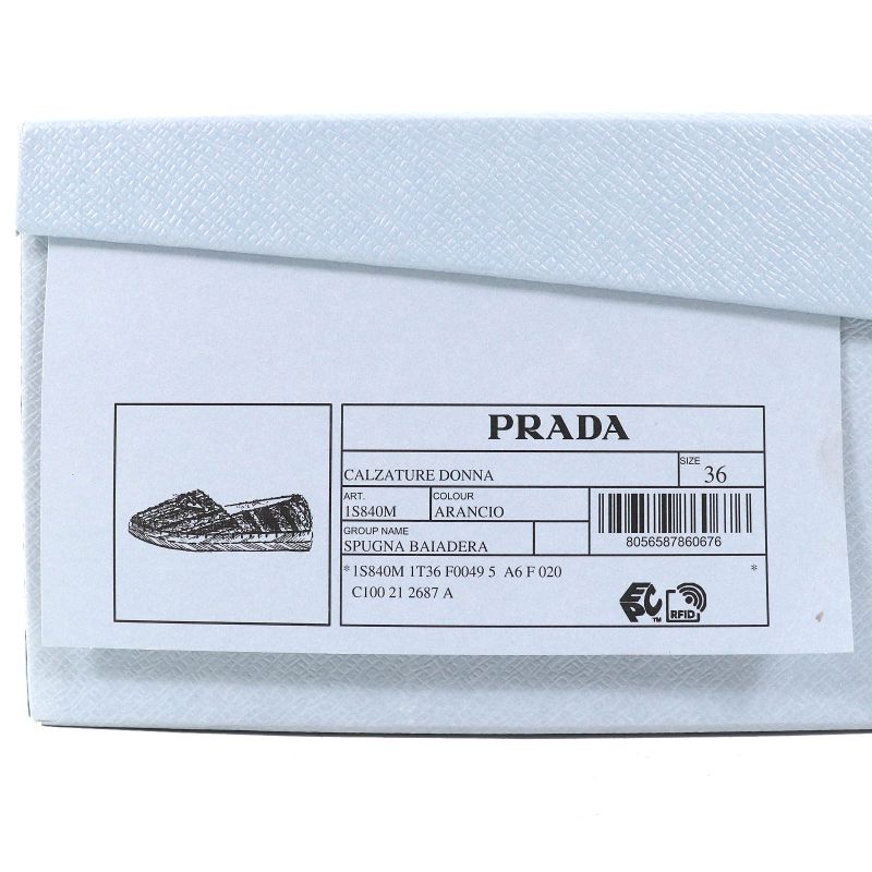 Prada 1s840m Terrycloth Triangle Logo Espadrilles Flat Shoes Slip-on Arancio 36