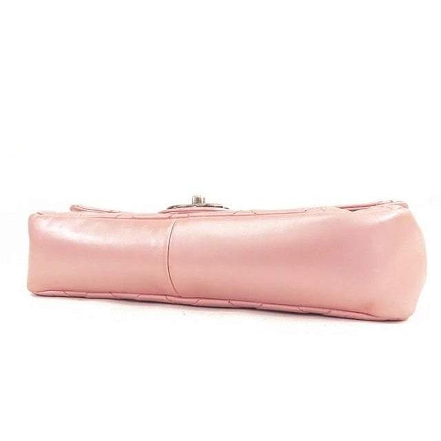 CHANEL Lambskin Quilted Flap Bag Purse Glazed Coco Pleasts Tote Pink