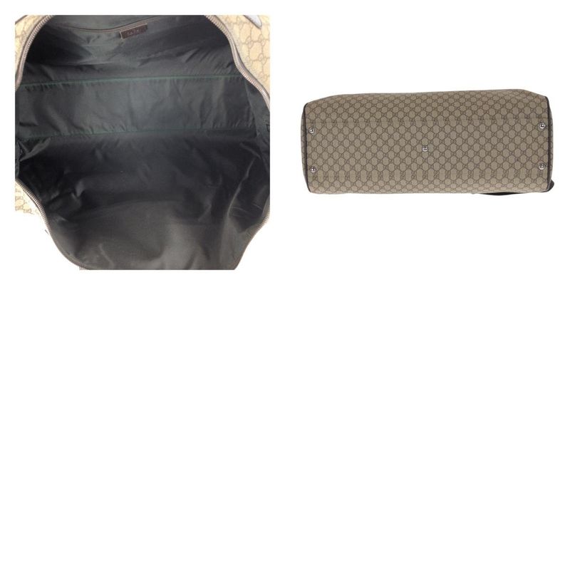 Gucci Brown Silver Hardware GG Supreme Canvas/leather 101672 Boston Bag