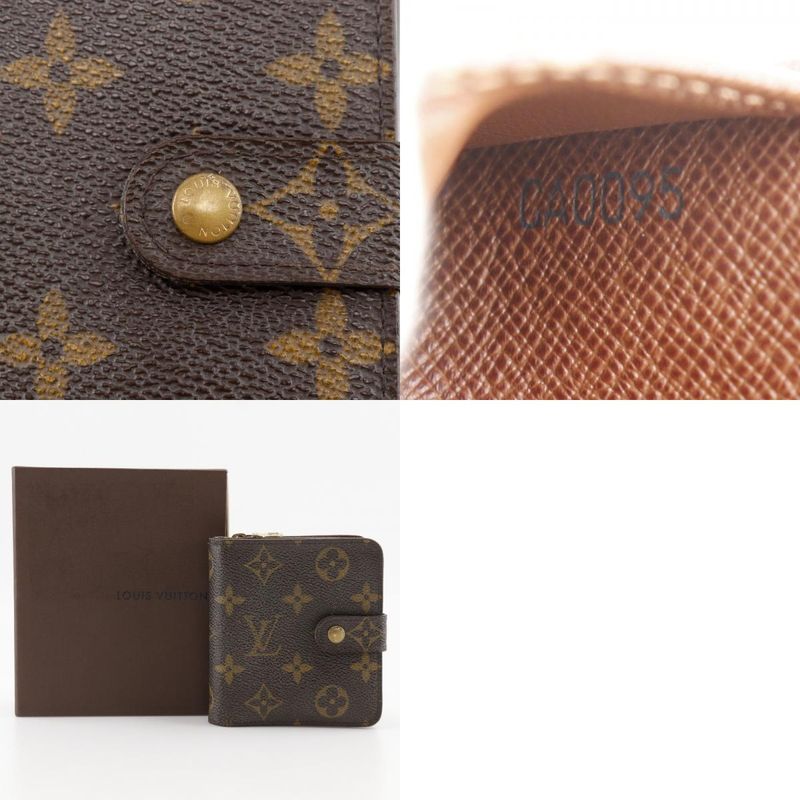 Louis Vuitton Compact Zip M61667 Monogram Canvas Brown Ca0095 Unisex Folding
