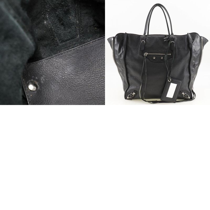 Balenciaga Paper Bag 255412 Calf Black Women's Tote Bag
