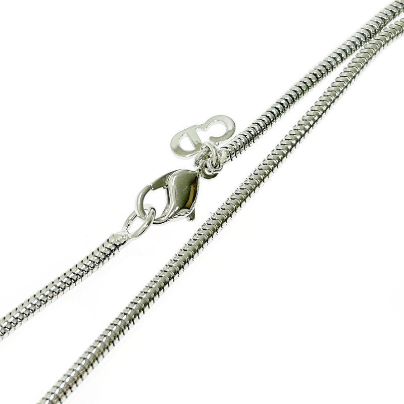 Christian Dior Metal Rhinestone Pearl Necklace Women Silver 322750 Necklace