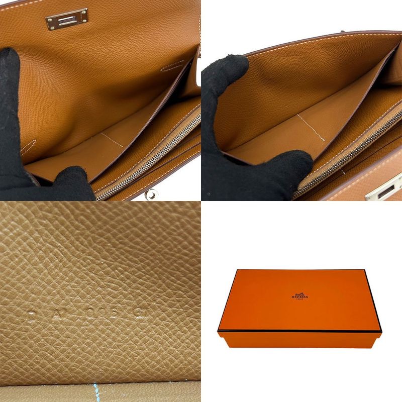 Hermes Long Wallet Kelly Wallet Engraved D Vaux Epson Gold Elegant Silverhardwar