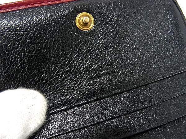 Gucci 573811 GG Marmont Leather Bifold Wallet Women's Black And Red