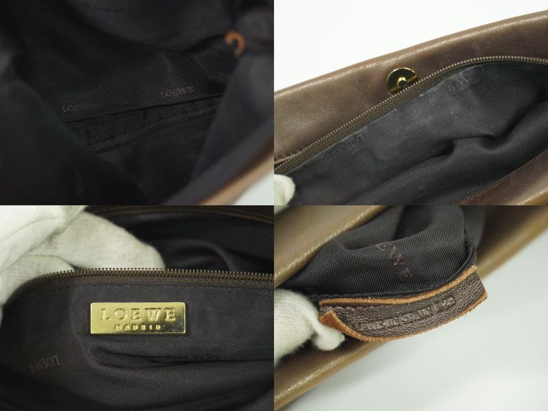 Authentic Loewe Leather Shoulder Bag Brown Bag Pre-owned [follow-up Discount