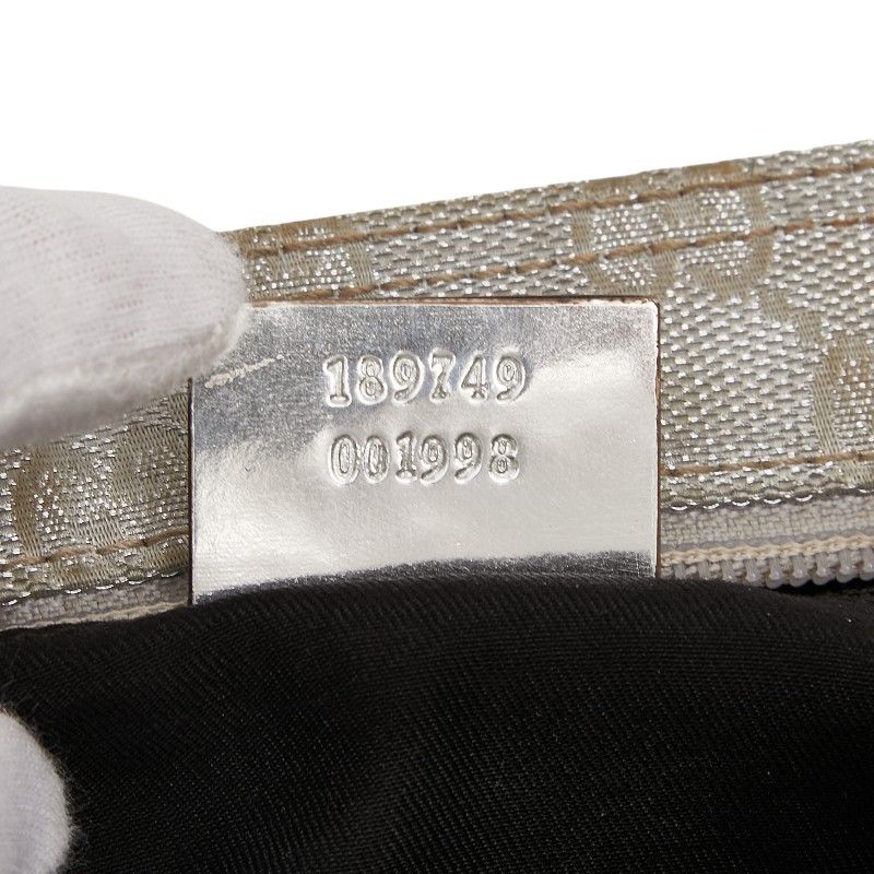 Gucci GG Canvas Sherry Line Crossbody Shoulder Bag 189749 Silver Canvas Leather