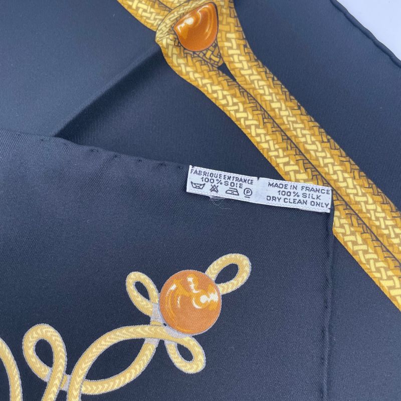 Hermes Carre 90 Brandebourgs Brandenburg Decor Scarf Silk Black With Box