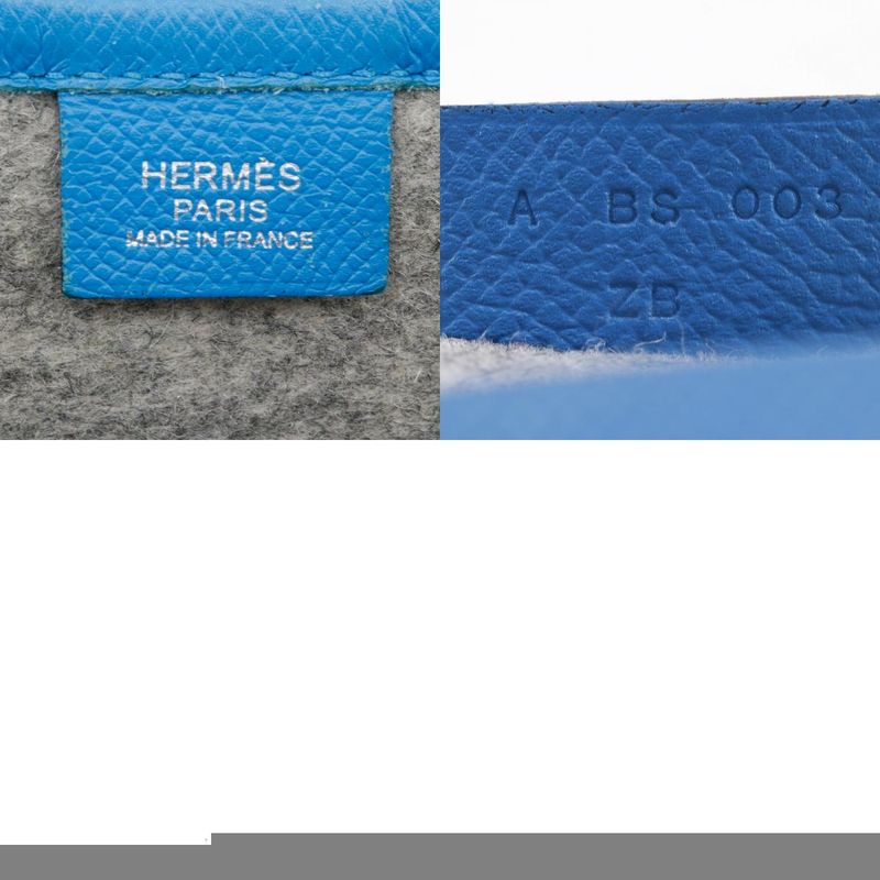 Hermes Toudou 37 Felt And Vaux Epson Blue Zanzibar Blue/gray A Unisex Clutch Bag