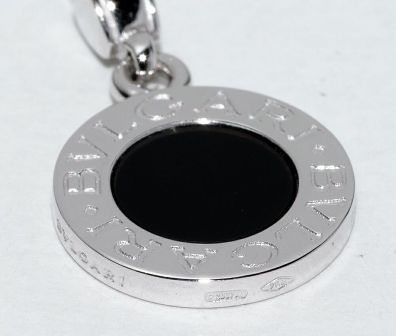 Bulgari Charm Pendant Top 18K White Gold Onyx 1P Bulgari Charm