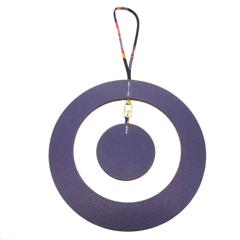 Hermes Petite Ache Circle Charm Key Holder Vaux Epson Violet Purple 0790 Hermes