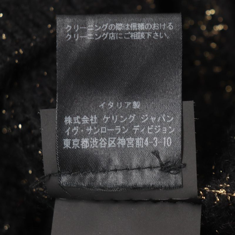 Saint Laurent Paris 536675 Mohair Wool Allover Crewneck Knit Sweater Black